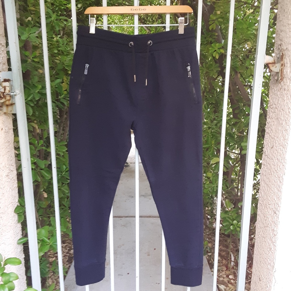 Fresh Brand Navy Joggers / Sweatpants Track Pants Drawstring Zippers  XL